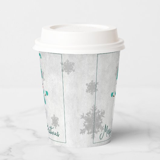Aquamariner Niedlicher Snowman Holiday Paper Cup Pappbecher (Links)