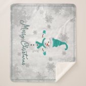Aquamariner Niedlicher Snowman Holiday Sherpa Blan Sherpadecke (Vorderseite)