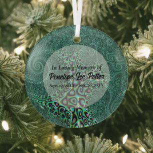 Aquamariner Octopus-Fraktal-Memorial Keepake-Zeich Ornament Aus Glas