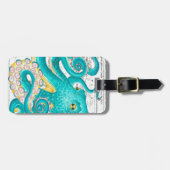 Aquamariner Oktopus Wasserfarbe Gepäckanhänger (Vorderseite horizontal)