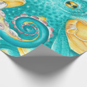 Aquamariner Oktopus Wasserfarbe Geschenkpapier (Ecke)