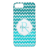 Aquamariner Ombre Zickzack Personalisierter iPhone Case-Mate iPhone Hülle (Rückseite)