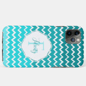 Aquamariner Ombre Zickzack Personalisierter iPhone Case-Mate iPhone Hülle (Rückseite (Horizontal))