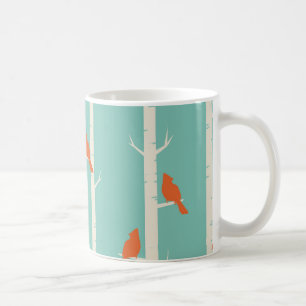 Aquamariner orange Kardinals-Birken-Baum modern Kaffeetasse
