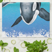 Aquamariner Orca-Wal Geschirrtuch (Gefaltet)