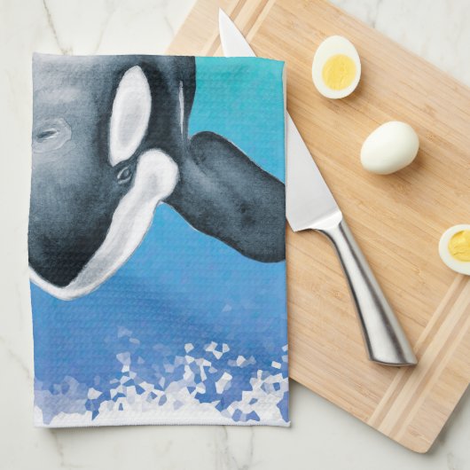 Aquamariner Orca-Wal Geschirrtuch (Viertel Falte)