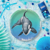 Aquamariner Orca-Wal Pappteller (Party)