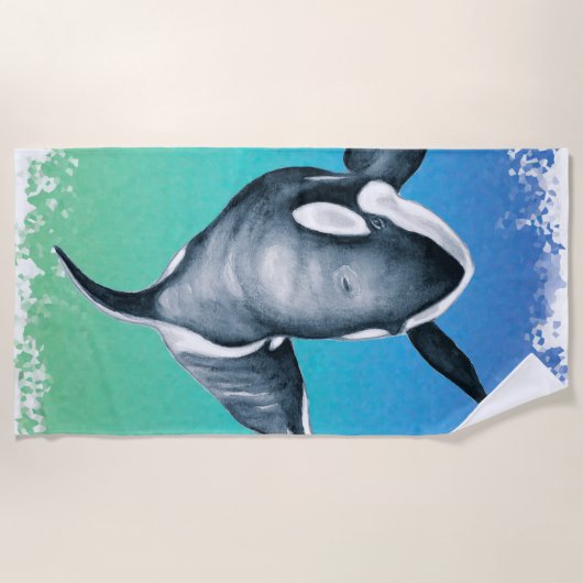 Aquamariner Orca-Wal Strandtuch (Vorderseite)