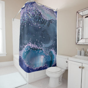 *~* Aquamariner Ozean Agate Celestial GLITZER AP8 Duschvorhang
