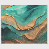 Aquamariner Ozean und Bronze Abstrakt Art Geschenkpapier (Flach)