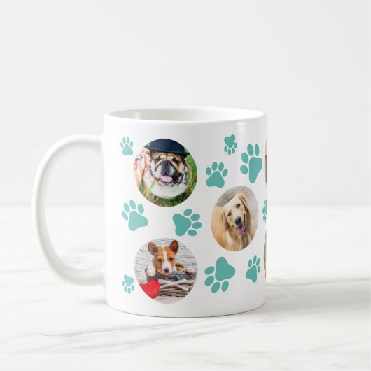 Aquamariner Pawprint 8 Hunde FotoCollage Kaffeetasse (Links)