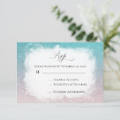 *~* Aquamariner Peach Glitzer Strand AR4 Wedding R RSVP Karte (Stehend Vorderseite)