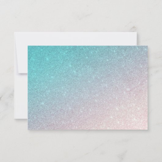 *~* Aquamariner Peach Glitzer Strand AR4 Wedding R RSVP Karte (Rückseite)