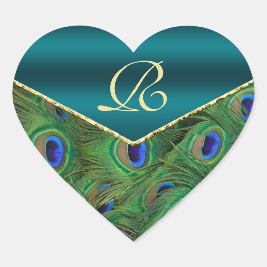 Aquamariner Peacock Monogramm-Umschlag Aufkleber (Vorderseite)