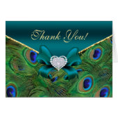 Aquamariner Pfau Dankeschön Karte (Vorderseite (Horizontal))