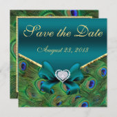 Aquamariner Pfau Save the Date (Vorne/Hinten)