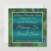 Aquamariner Pfau Save the Date (Rückseite)