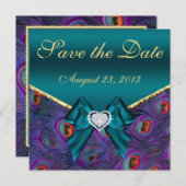 Aquamariner Pfau Save the Date (Vorne/Hinten)