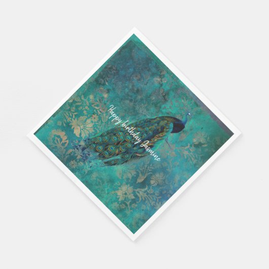 Aquamariner Pfau Serviette (Ecke)