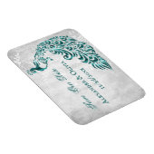 Aquamariner Pfauenleaf Wein retten Datum Magnet (Rechte Seite)