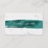 Aquamariner Pinselstrich Silberstreifen, weißer Fo Visitenkarte (Vorderseite)