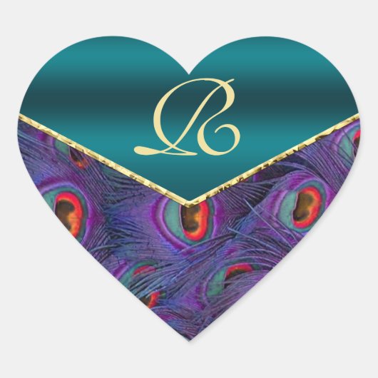 Aquamariner Plumpfenpfropfen-Monogramm-Umschlag Au Herz-Aufkleber (Vorderseite)