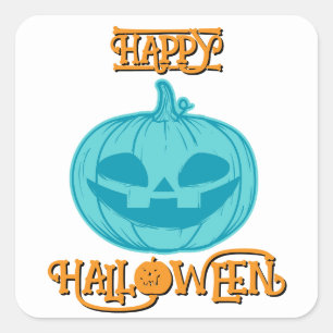 Aquamariner Pumpkin Happy Halloween Square Sticker