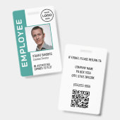 Aquamariner QR-Code Corporate Logo Mitarbeiter Fot Ausweis (Vorder- & Rückseite)