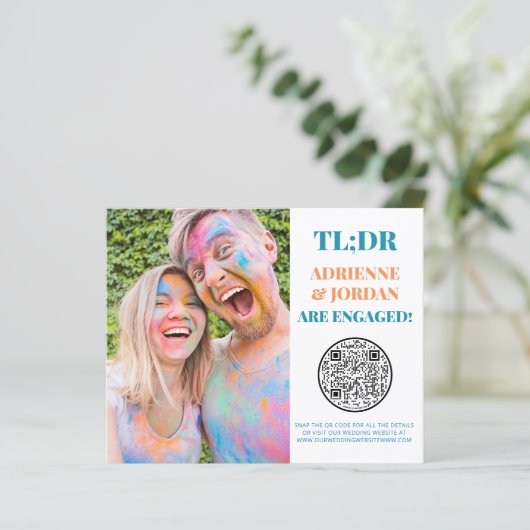 Aquamariner QR-Code Foto-Verlobung (Stehend Vorderseite)