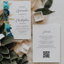 Aquamariner QR-Code für Aqua Gold Floral