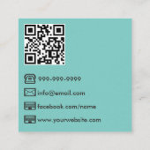 Aquamariner QR-Code für moderne Fotografen Quadratische Visitenkarte (Rückseite)