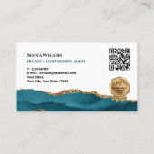 Aquamariner QR-Code für Notar- und Kreditsignierun Visitenkarte (Rückseite)