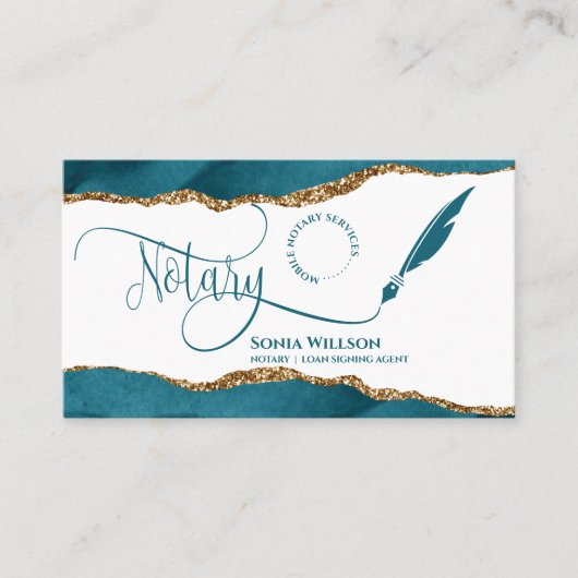 Aquamariner QR-Code für Notar- und Kreditsignierun Visitenkarte (Vorderseite)