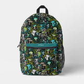 Aquamariner Retro-Pilz Bedruckter Rucksack (Vorderseite)