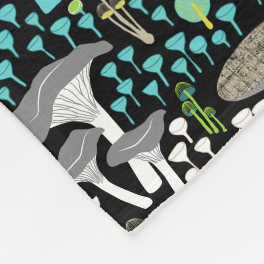 Aquamariner Retro-Pilz Fleecedecke (Ecke)