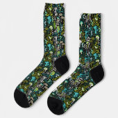Aquamariner Retro-Pilz Socken (Linkes Detail)