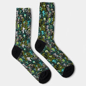 Aquamariner Retro-Pilz Socken (Rechts)