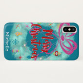 Aquamariner Retro-Weihnachtskranz Case-Mate iPhone Hülle (Rückseite (Horizontal))
