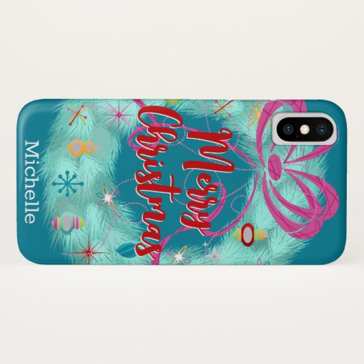Aquamariner Retro-Weihnachtskranz Case-Mate iPhone Hülle (Rückseite (Horizontal))
