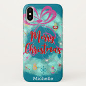 Aquamariner Retro-Weihnachtskranz Case-Mate iPhone Hülle (Rückseite)