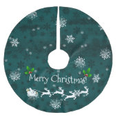 Aquamariner Rock aus Schlitten und Rentierbaum des Polyester Weihnachtsbaumdecke (Vorderseite)