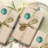 Aquamariner Rokoko-Bildlauf mit elegantem Monogram Runder Aufkleber