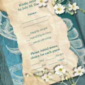 Aquamariner Rokoko Scroll mit Vintager Eleganz RSVP Karte