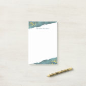 Aquamariner Romance | Watercolor und Gold Post-it Klebezettel (Auf Schreibtisch)