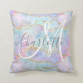 Aquamariner Rosa-Glitzer-Agongram Kissen