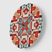 Aquamariner Roter Rost Terra Cotta Große Wanduhr (Winkel)