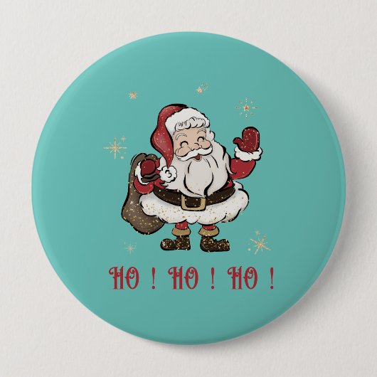 Aquamariner Round-Button des Weihnachtsmanns Button (Vorderseite)
