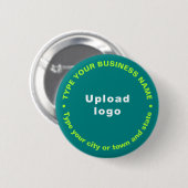 Aquamariner Round-Button für die Markenbezeichnung Button (Vorne & Hinten)