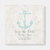 Aquamariner rustikaler Anker Save the Date Magnet (Vorne)