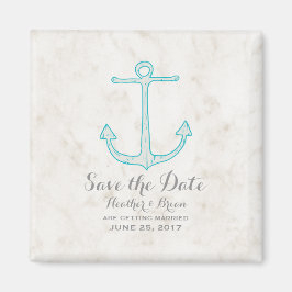 Aquamariner rustikaler Anker Save the Date Magnet